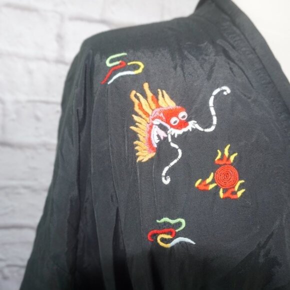 Vintage 90s Embroidered Dragon Kimono Robe - Picture 3 of 7